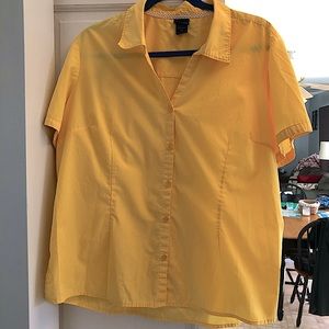 Basic Editions V-neck button down shirt